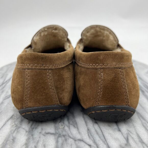 Vintage UGG Loafer Mens 8 Brown Suede Slip On Shearling Lined Slipper Shoes - Picture 5 of 12